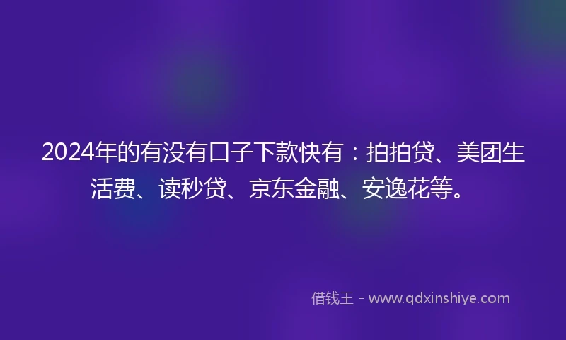 2024年的有没有口子下款快有：拍拍贷、美团生活费、读秒贷、京东金融、安逸花等。