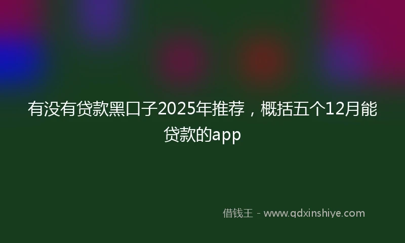 有没有贷款黑口子2025年推荐，概括五个12月能贷款的app