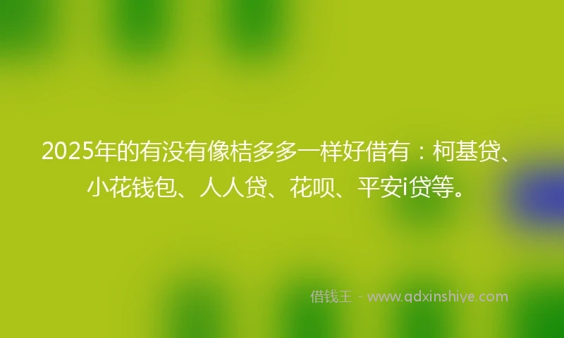 2025年的有没有像桔多多一样好借有：柯基贷、小花钱包、人人贷、花呗、平安i贷等。