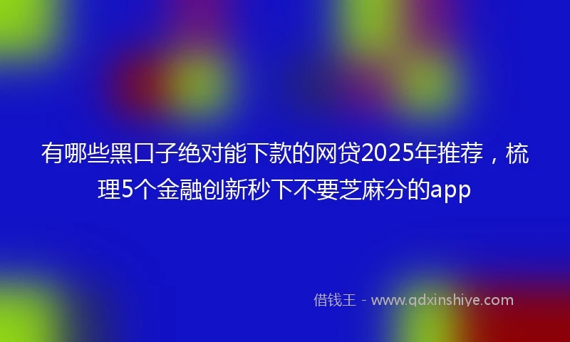 有哪些黑口子绝对能下款的网贷2025年推荐，梳理5个金融创新秒下不要芝麻分的app
