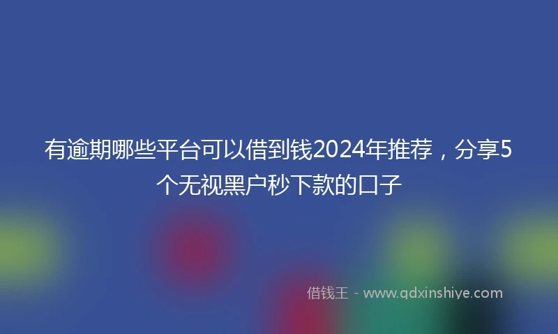 有逾期哪些平台可以借到钱2024年推荐，分享5个无视黑户秒下款的口子