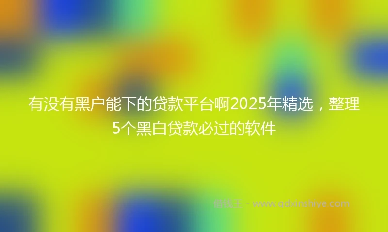 有没有黑户能下的贷款平台啊2025年精选，整理5个黑白贷款必过的软件
