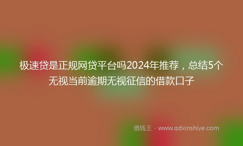 极速贷是正规网贷平台吗2024年推荐，总结5个无视当前逾期无视征信的借款口子
