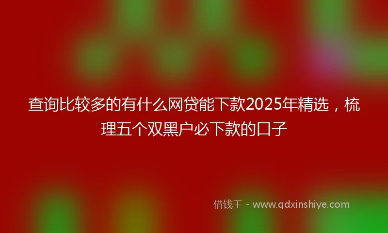 查询比较多的有什么网贷能下款2025年精选，梳理五个双黑户必下款的口子