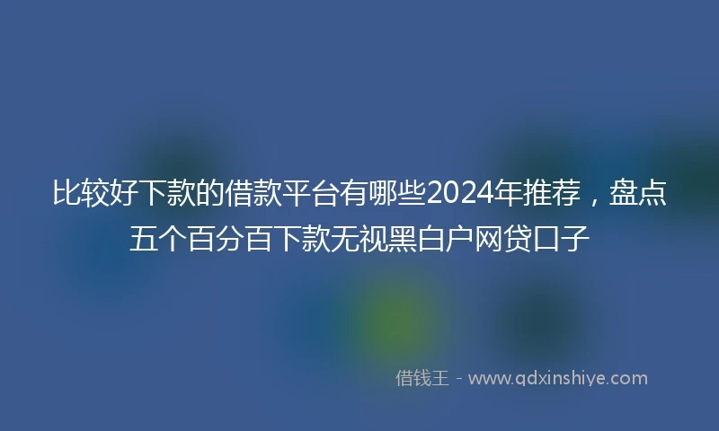 比较好下款的借款平台有哪些2024年推荐，盘点五个百分百下款无视黑白户网贷口子
