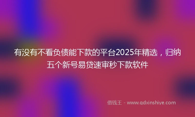 有没有不看负债能下款的平台2025年精选，归纳五个新号易贷速审秒下款软件