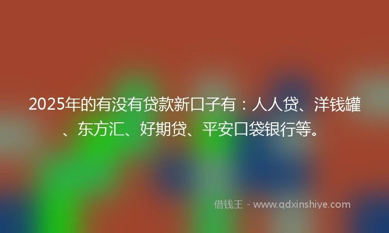 2025年的有没有贷款新口子有：人人贷、洋钱罐、东方汇、好期贷、平安口袋银行等。