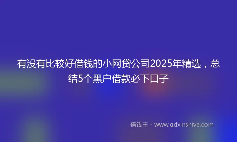 有没有比较好借钱的小网贷公司2025年精选，总结5个黑户借款必下口子