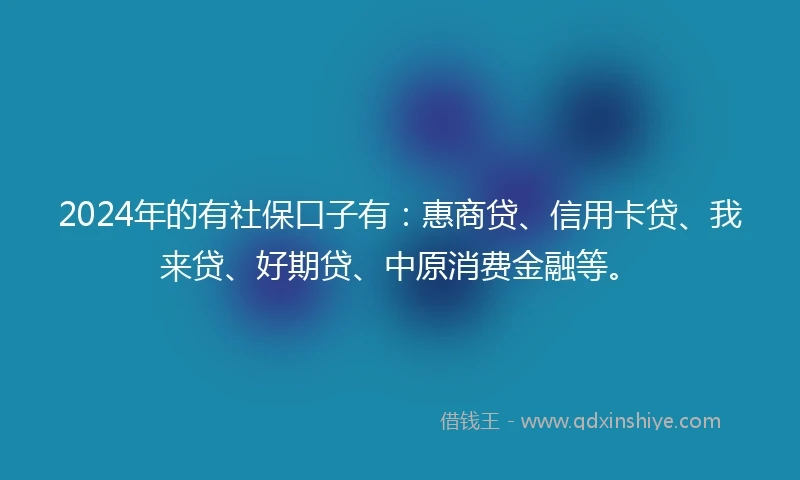 2024年的有社保口子有：惠商贷、信用卡贷、我来贷、好期贷、中原消费金融等。