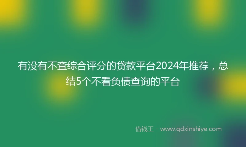 有没有不查综合评分的贷款平台2024年推荐，总结5个不看负债查询的平台
