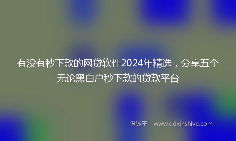 有没有秒下款的网贷软件2024年精选，分享五个无论黑白户秒下款的贷款平台