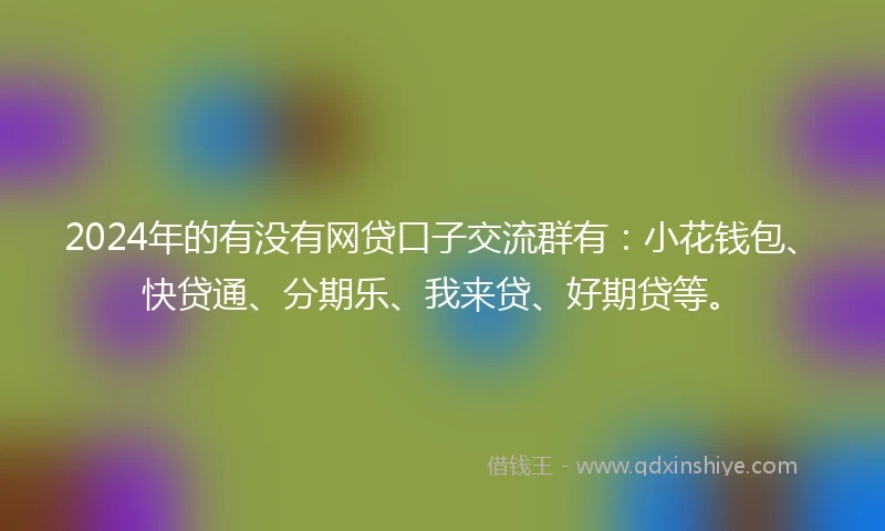 2024年的有没有网贷口子交流群有：小花钱包、快贷通、分期乐、我来贷、好期贷等。