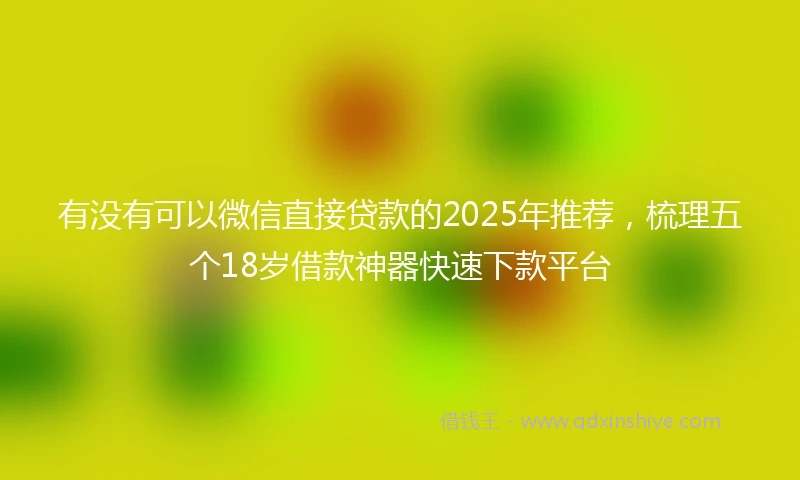 有没有可以微信直接贷款的2025年推荐，梳理五个18岁借款神器快速下款平台