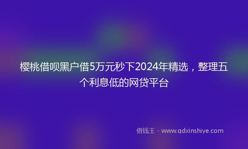 樱桃借呗黑户借5万元秒下2024年精选，整理五个利息低的网贷平台