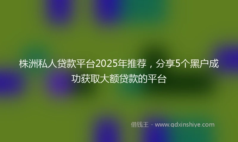 株洲私人贷款平台2025年推荐，分享5个黑户成功获取大额贷款的平台