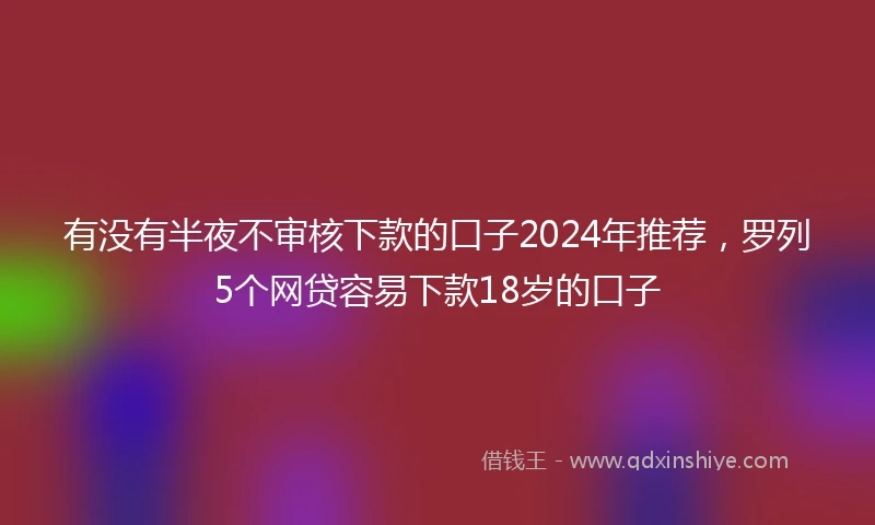 有没有半夜不审核下款的口子2024年推荐，罗列5个网贷容易下款18岁的口子