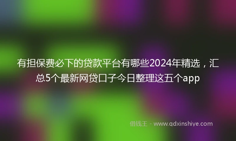 有担保费必下的贷款平台有哪些2024年精选，汇总5个最新网贷口子今日整理这五个app