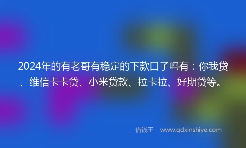 2024年的有老哥有稳定的下款口子吗有：你我贷、维信卡卡贷、小米贷款、拉卡拉、好期贷等。