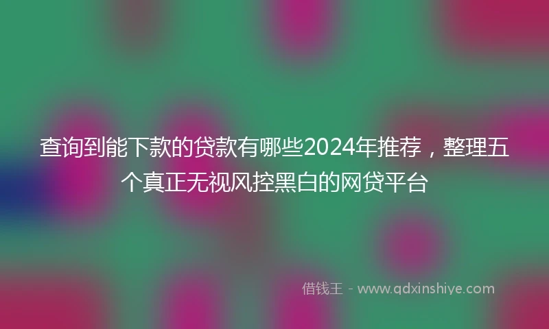 查询到能下款的贷款有哪些2024年推荐，整理五个真正无视风控黑白的网贷平台