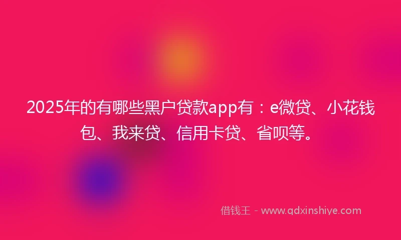 2025年的有哪些黑户贷款app有：e微贷、小花钱包、我来贷、信用卡贷、省呗等。