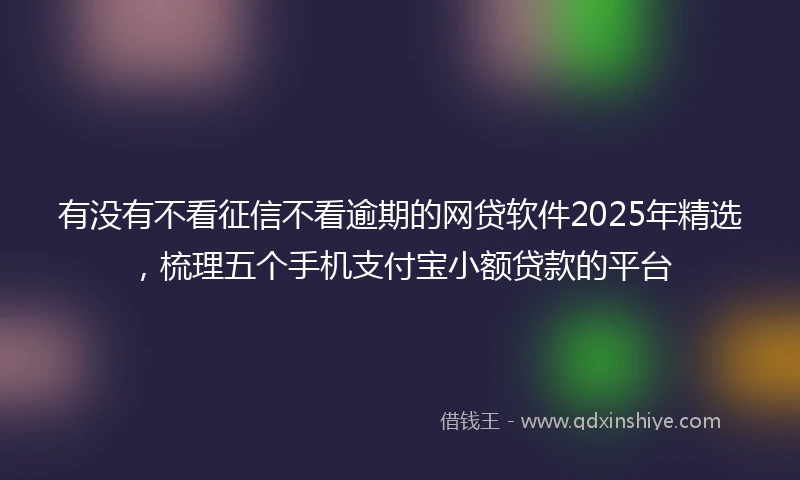 有没有不看征信不看逾期的网贷软件2025年精选，梳理五个手机支付宝小额贷款的平台