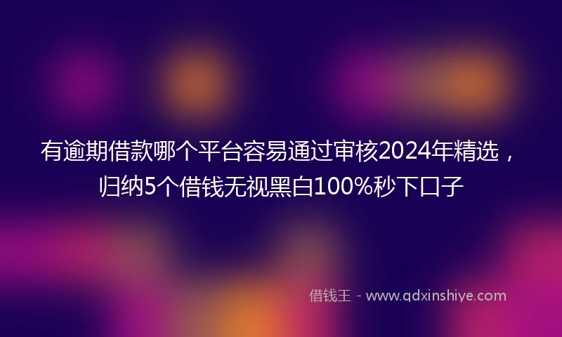 有逾期借款哪个平台容易通过审核2024年精选，归纳5个借钱无视黑白100%秒下口子