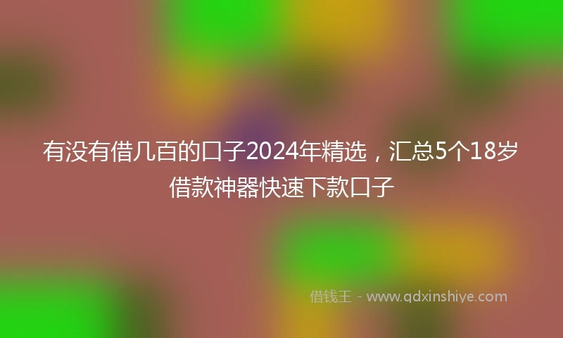 有没有借几百的口子2024年精选，汇总5个18岁借款神器快速下款口子