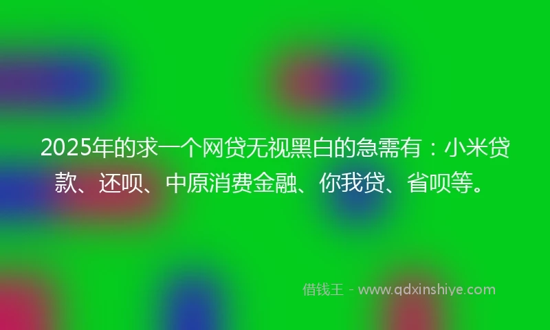 2025年的求一个网贷无视黑白的急需有：小米贷款、还呗、中原消费金融、你我贷、省呗等。