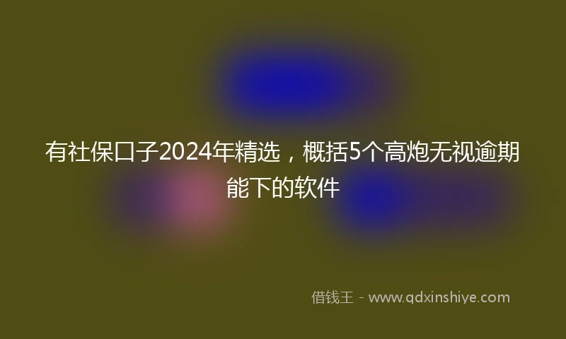 有社保口子2024年精选，概括5个高炮无视逾期能下的软件