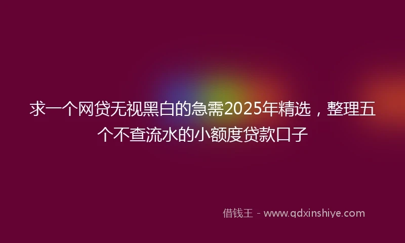 求一个网贷无视黑白的急需2025年精选，整理五个不查流水的小额度贷款口子