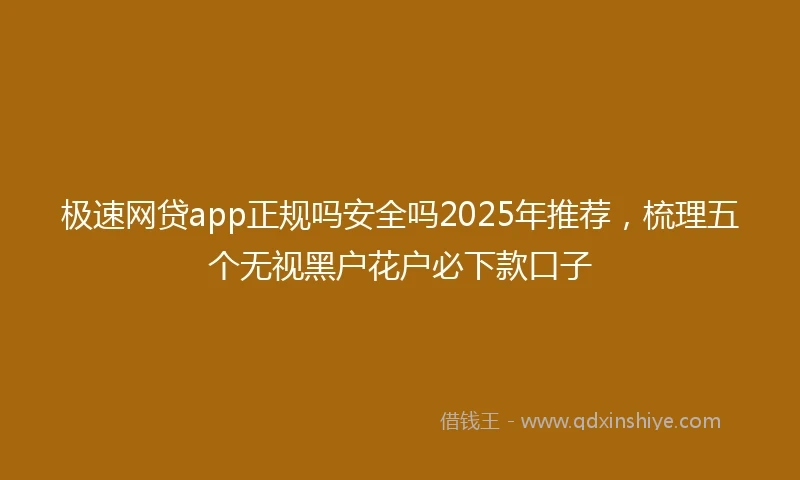 极速网贷app正规吗安全吗2025年推荐，梳理五个无视黑户花户必下款口子