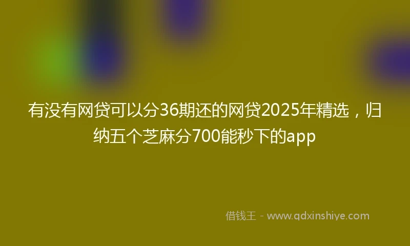 有没有网贷可以分36期还的网贷2025年精选，归纳五个芝麻分700能秒下的app