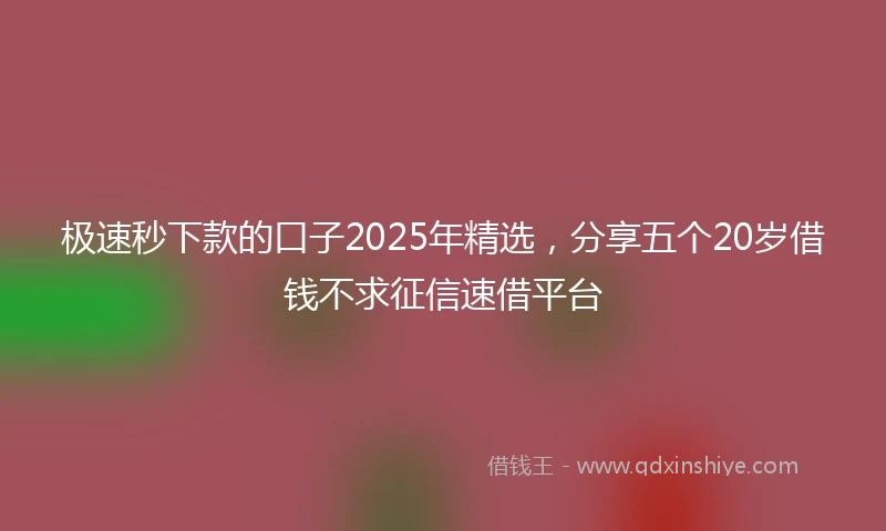 极速秒下款的口子2025年精选，分享五个20岁借钱不求征信速借平台