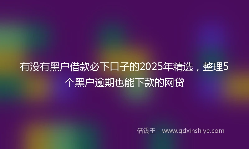 有没有黑户借款必下口子的2025年精选，整理5个黑户逾期也能下款的网贷