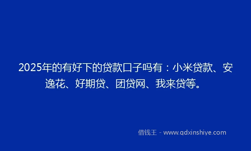 2025年的有好下的贷款口子吗有：小米贷款、安逸花、好期贷、团贷网、我来贷等。