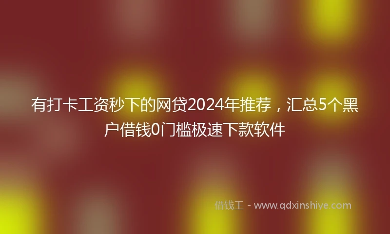 有打卡工资秒下的网贷2024年推荐，汇总5个黑户借钱0门槛极速下款软件