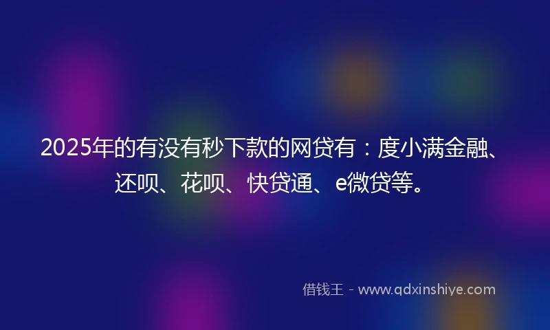 2025年的有没有秒下款的网贷有：度小满金融、还呗、花呗、快贷通、e微贷等。
