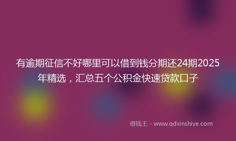 有逾期征信不好哪里可以借到钱分期还24期2025年精选，汇总五个公积金快速贷款口子