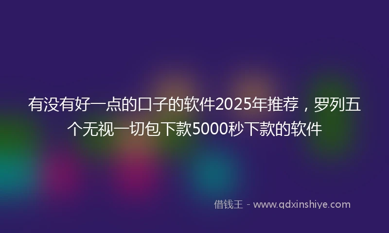有没有好一点的口子的软件2025年推荐，罗列五个无视一切包下款5000秒下款的软件