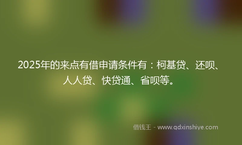 2025年的来点有借申请条件有：柯基贷、还呗、人人贷、快贷通、省呗等。