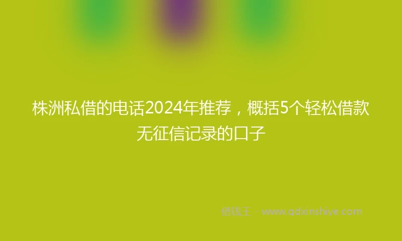 株洲私借的电话2024年推荐,概括5个轻松借款无征信记录的口子