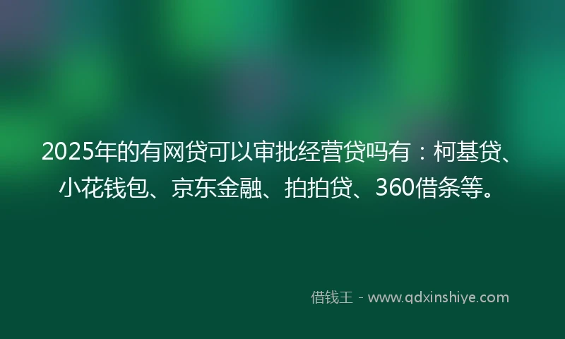 2025年的有网贷可以审批经营贷吗有：柯基贷、小花钱包、京东金融、拍拍贷、360借条等。