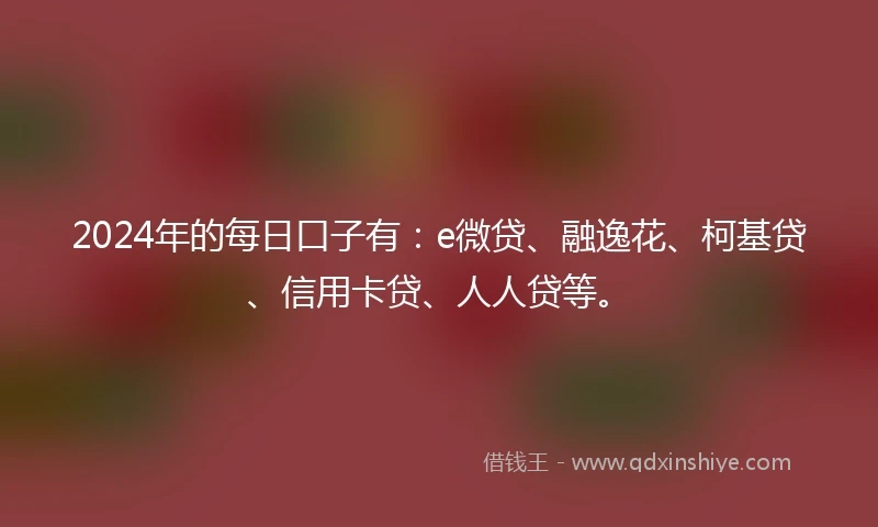 2024年的每日口子有：e微贷、融逸花、柯基贷、信用卡贷、人人贷等。