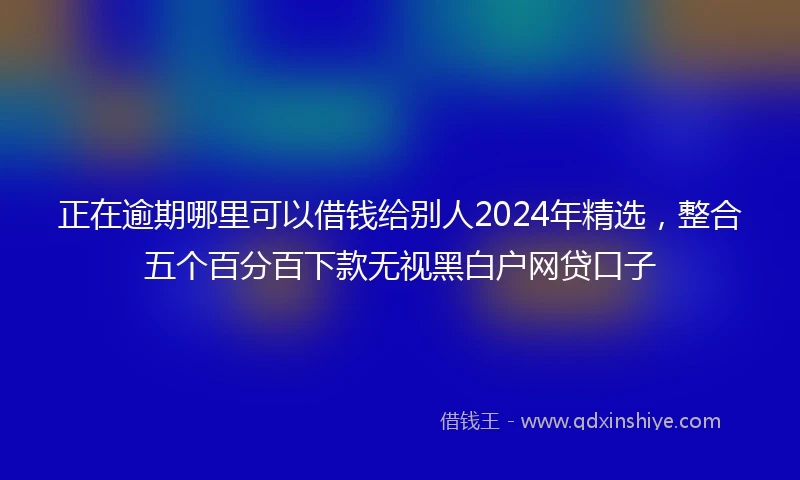 正在逾期哪里可以借钱给别人2024年精选，整合五个百分百下款无视黑白户网贷口子
