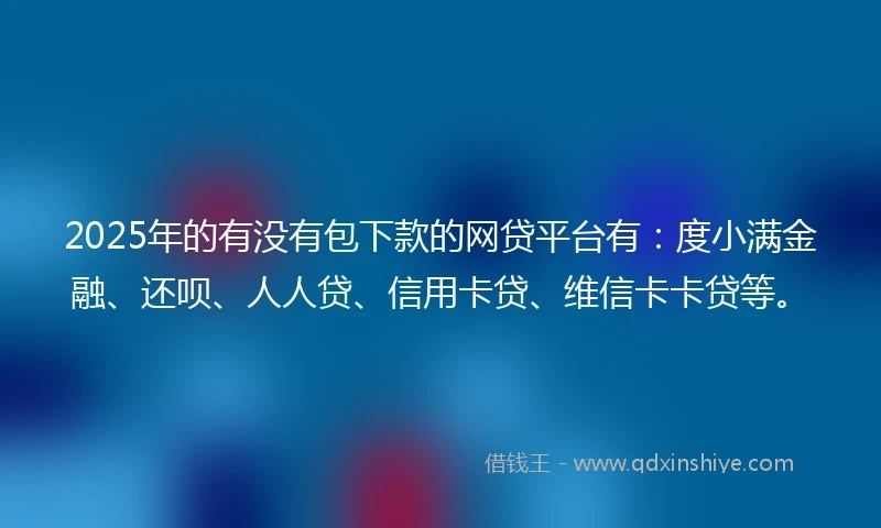 2025年的有没有包下款的网贷平台有：度小满金融、还呗、人人贷、信用卡贷、维信卡卡贷等。
