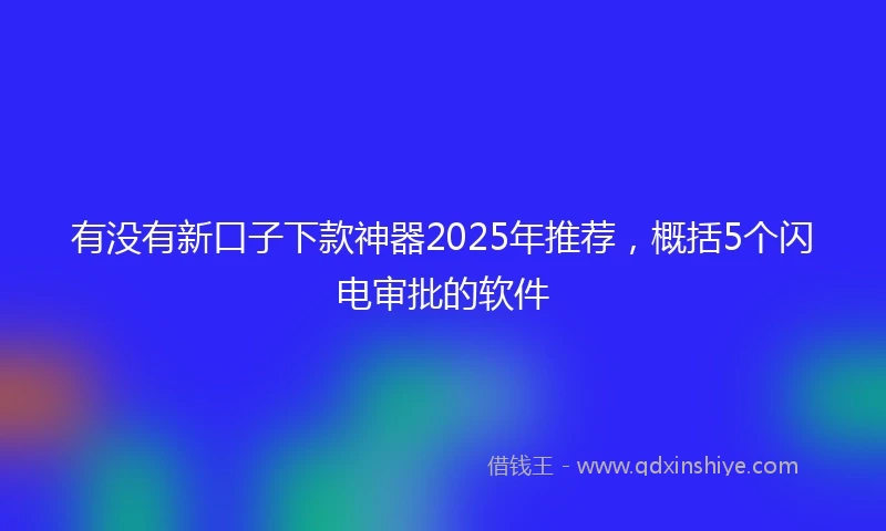 有没有新口子下款神器2025年推荐，概括5个闪电审批的软件