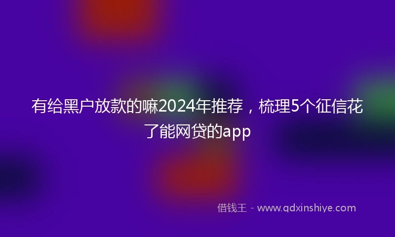 有给黑户放款的嘛2024年推荐，梳理5个征信花了能网贷的app
