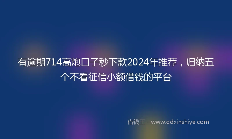 有逾期714高炮口子秒下款2024年推荐，归纳五个不看征信小额借钱的平台