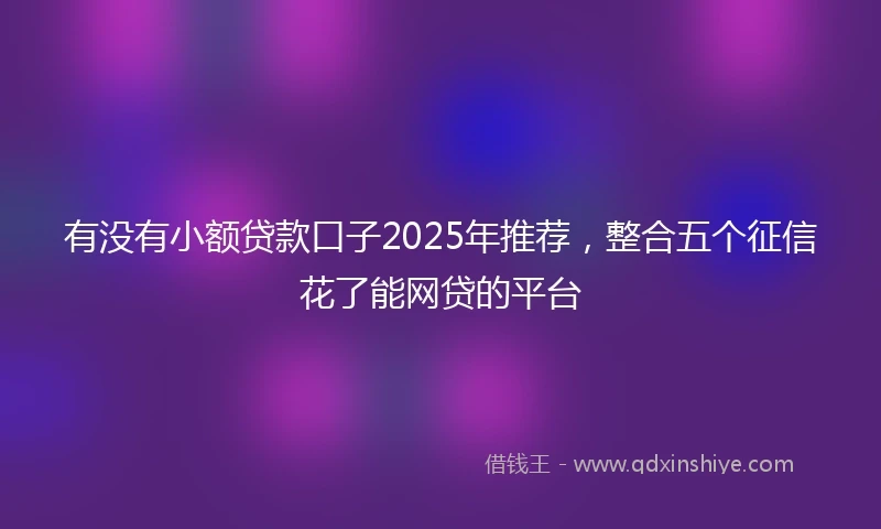 有没有小额贷款口子2025年推荐，整合五个征信花了能网贷的平台