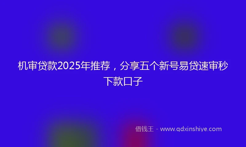 机审贷款2025年推荐，分享五个新号易贷速审秒下款口子